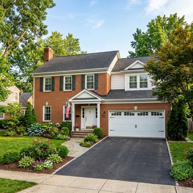 Traditional white garage door with windows